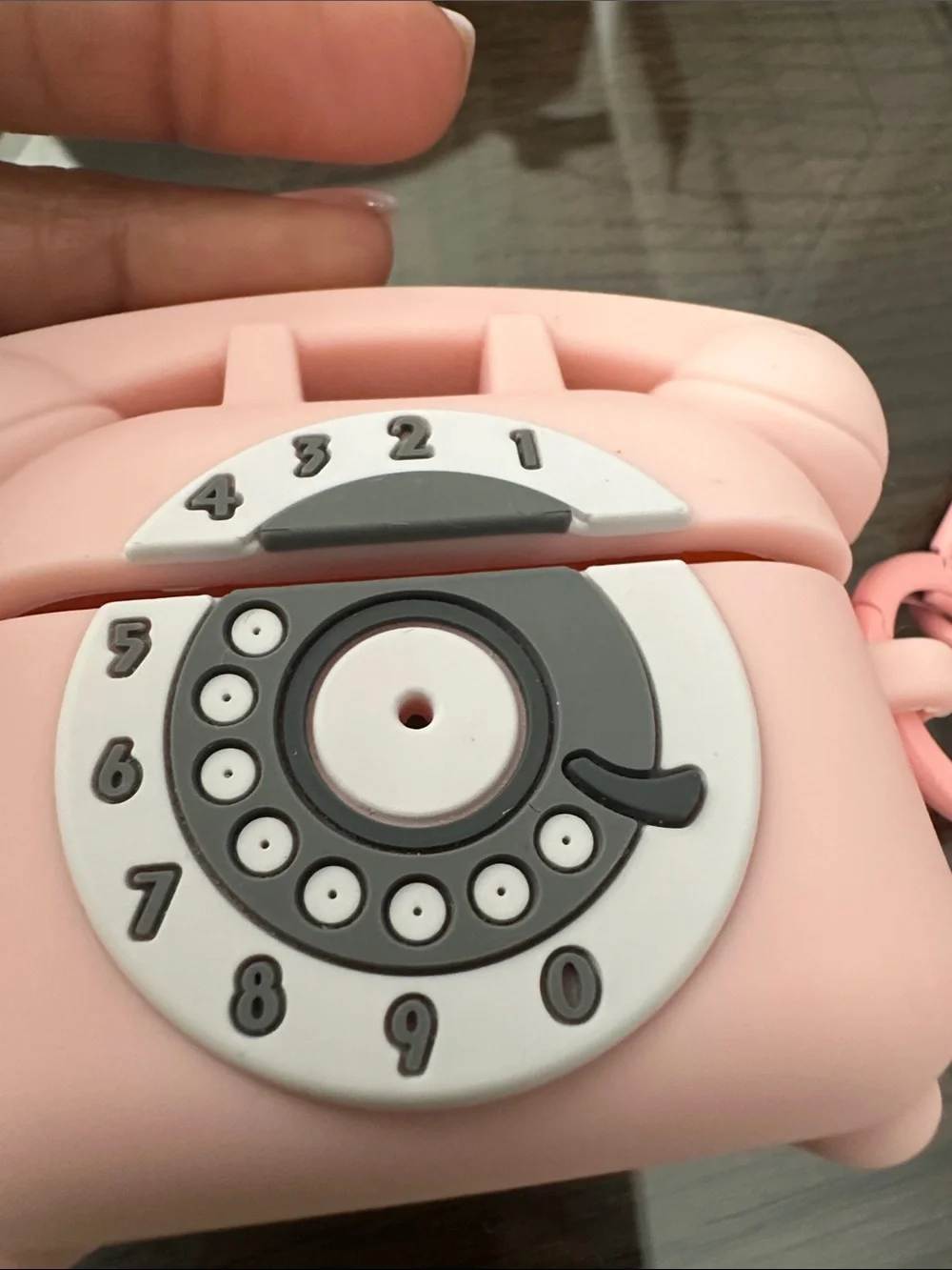 Retro Telephone Pink AirPods Case with Coiled Strap